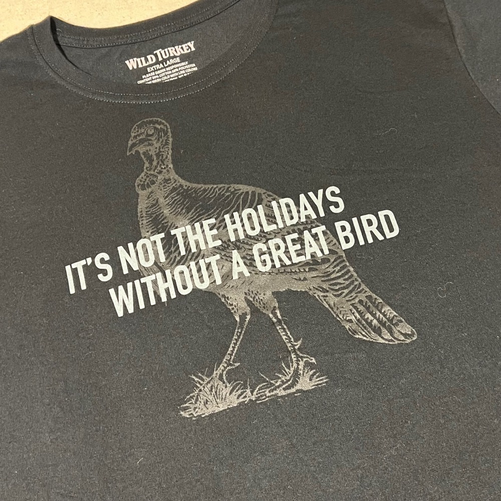 Wild Turkey Bourbon Whiskey Black Graphic T Shirt Extra Large XL Holiday